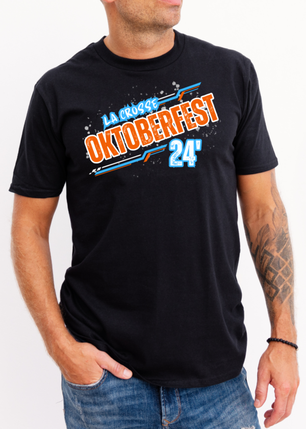 la crosse oktoberfest design on a black shirt