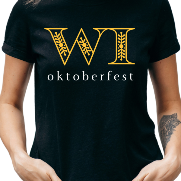 WI oktoberfest on a womens tshirt in the color black