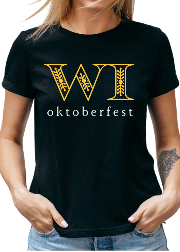 WI oktoberfest on a womens tshirt in the color black